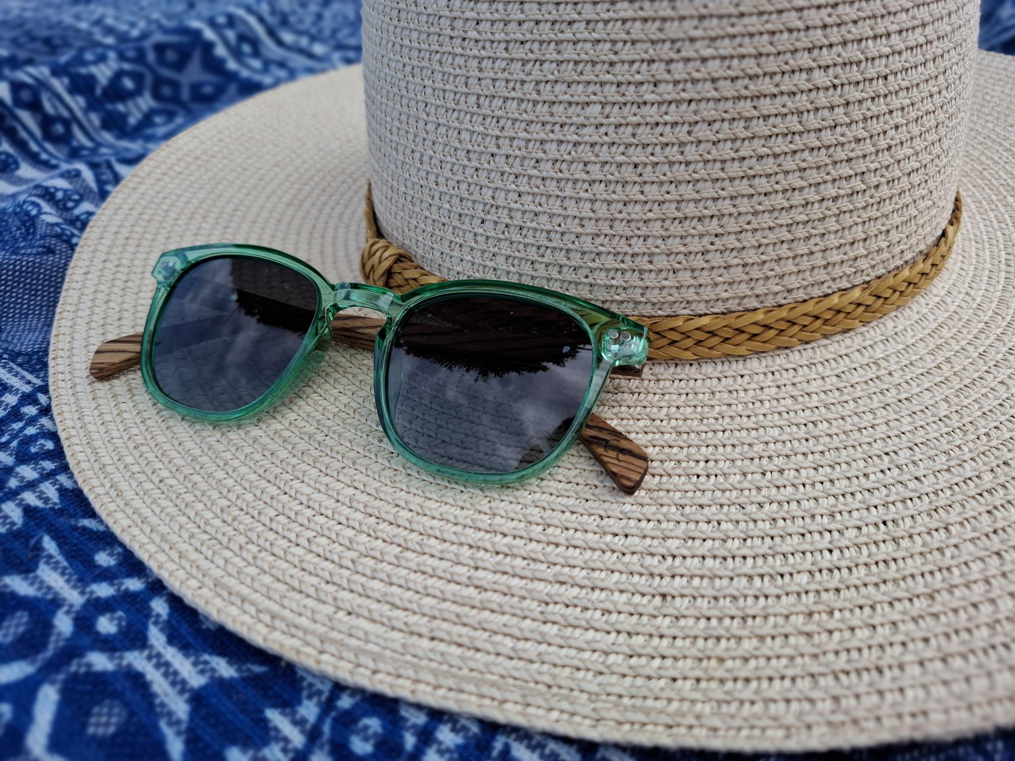 Sonnenbrille Acetat/Olivenholz Grün