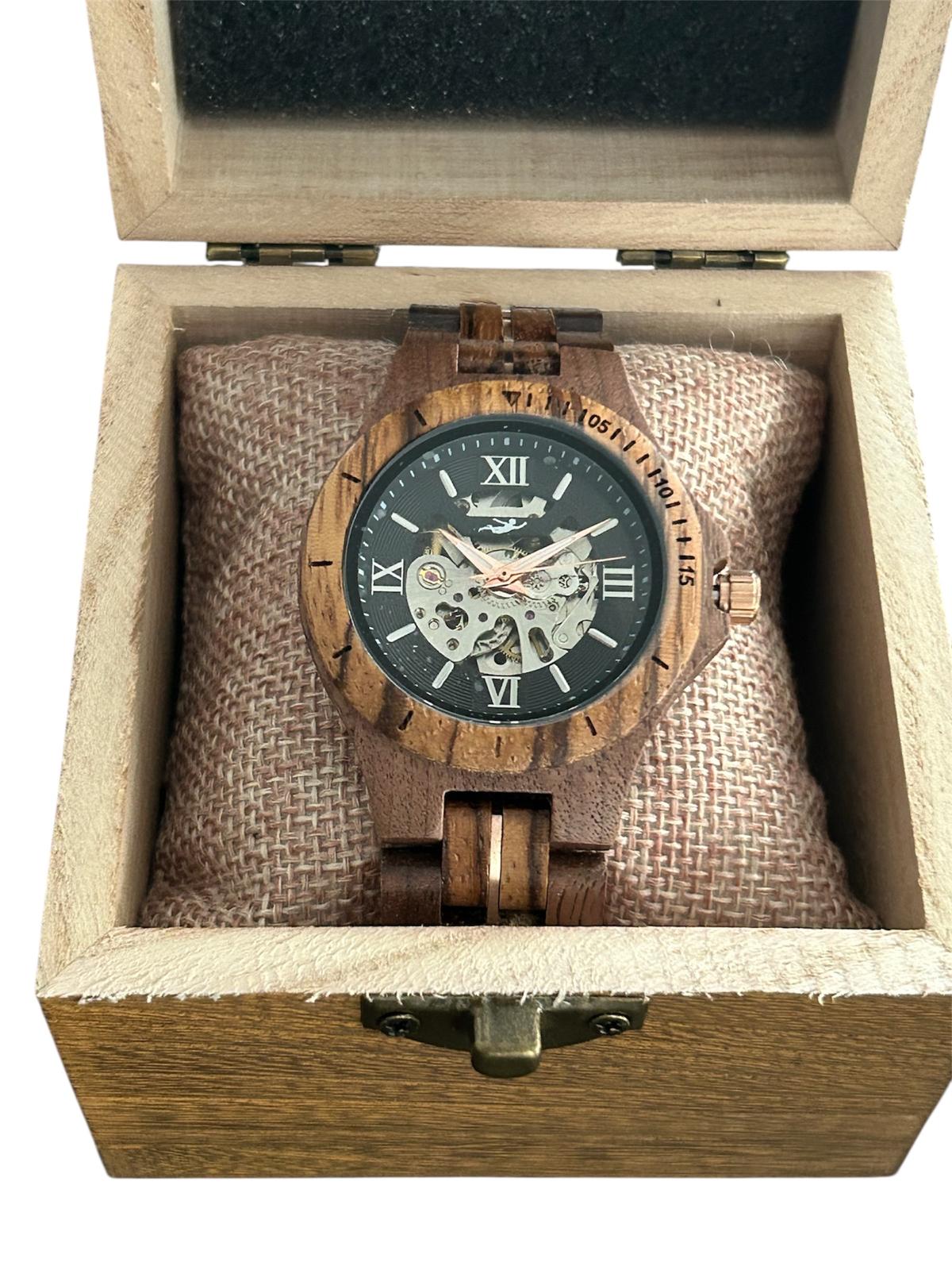 Aletschhorn Lady Automatik Holzuhr Olive/Nuss