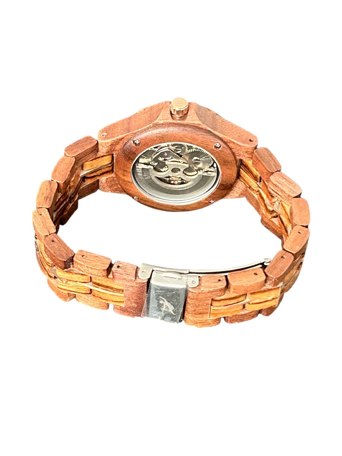 Aletschhorn Lady Automatik Holzuhr Olive/Nuss