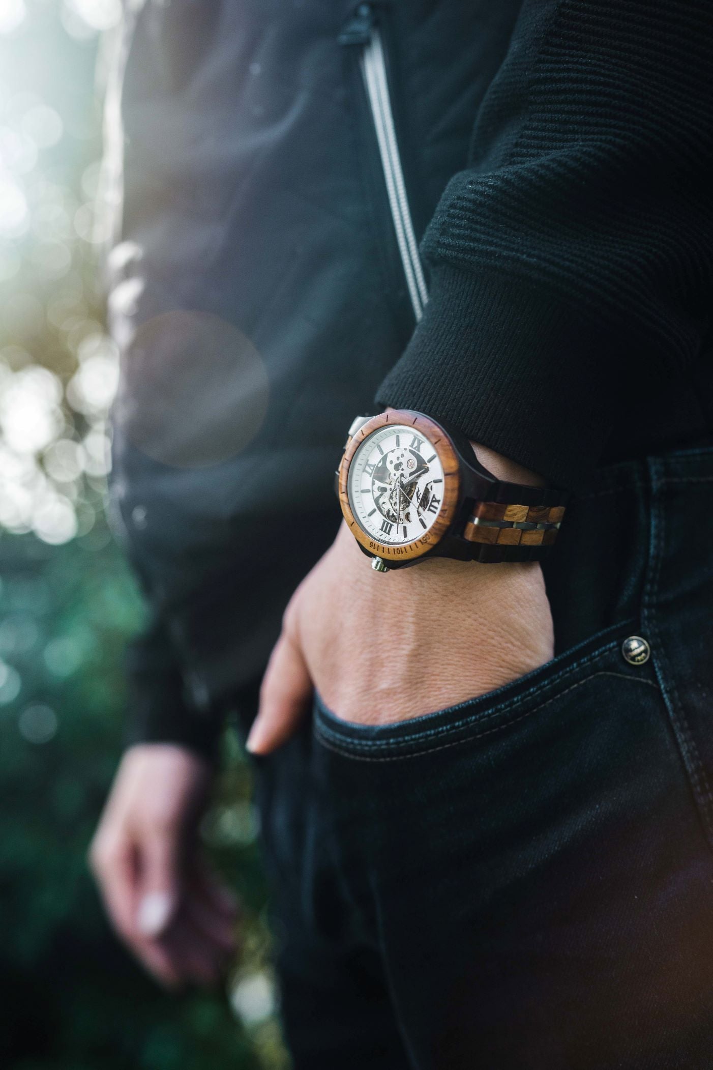 Aletschhorn Automatik Holzuhr hell