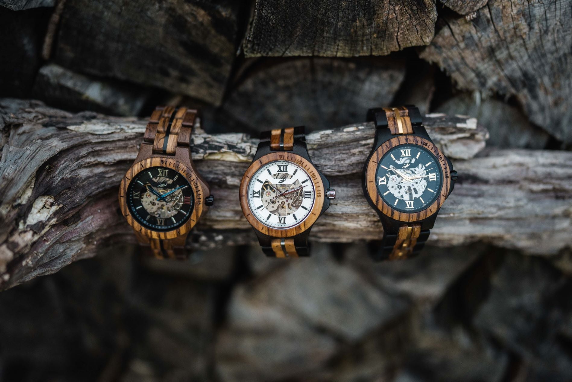 Aletschhorn Automatik Holzuhr hell