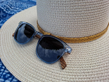 Sonnenbrille Acetat/Olivenholz Blau