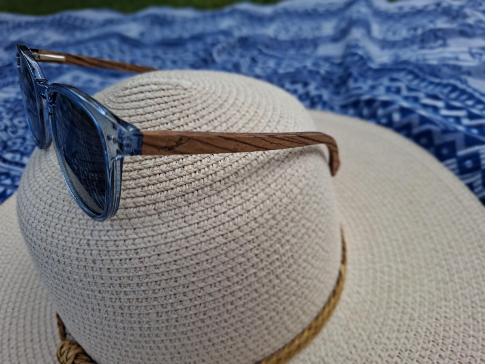 Sonnenbrille Acetat/Olivenholz Blau