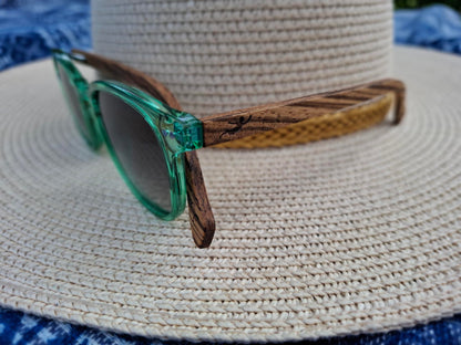 Sonnenbrille Acetat/Olivenholz Grün