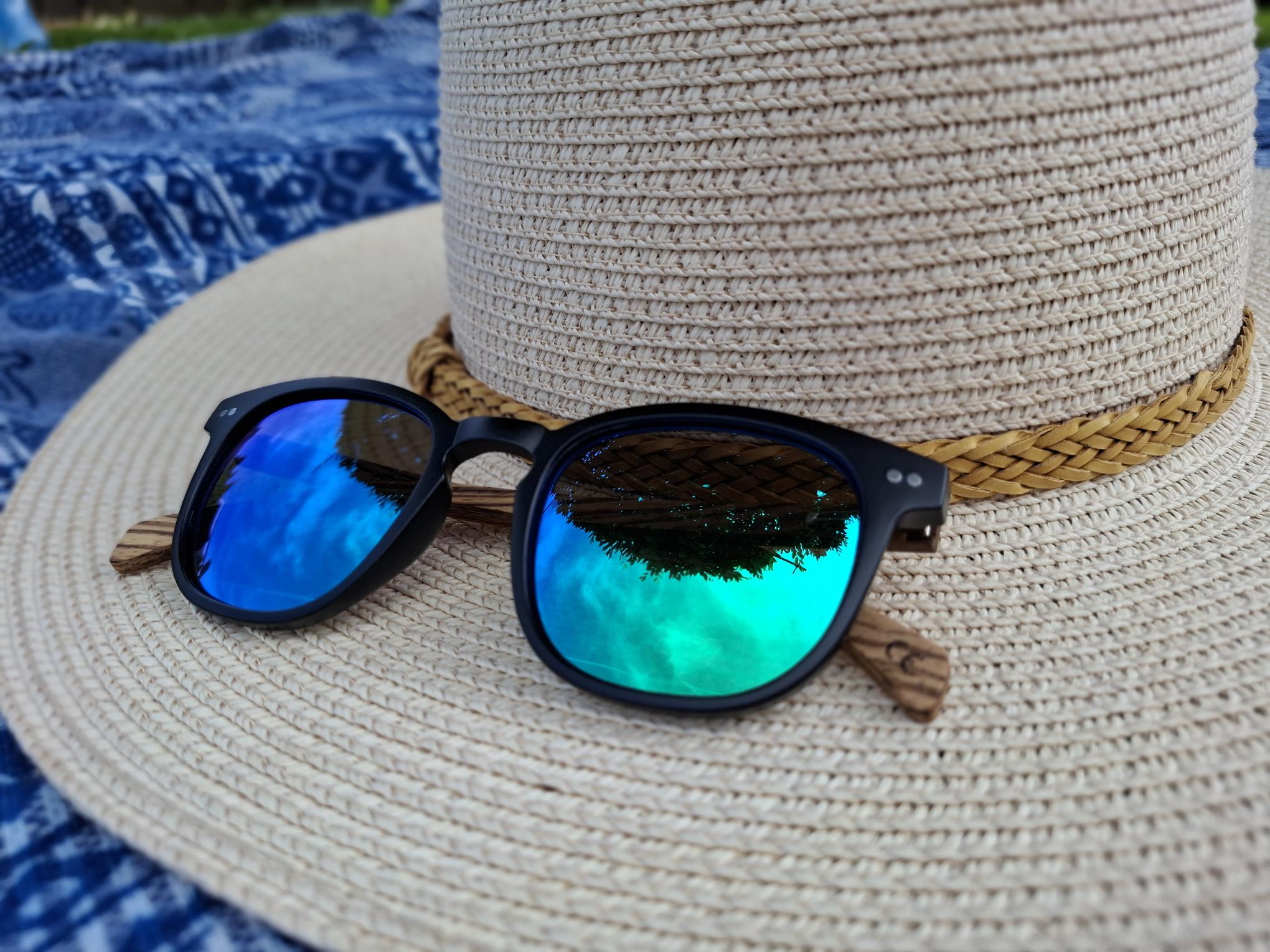 Sonnenbrille Acetat/Olivenholz Schwarz