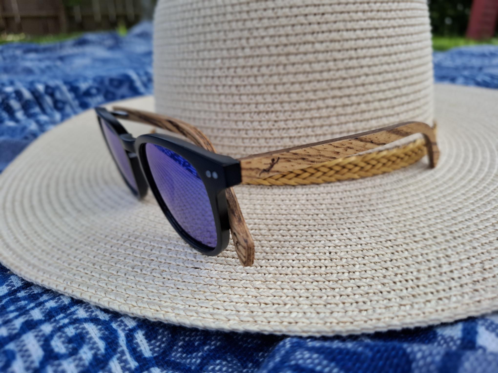 Sonnenbrille Acetat/Olivenholz Schwarz