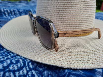 Sonnenbrille Acetat/Olivenholz Grau