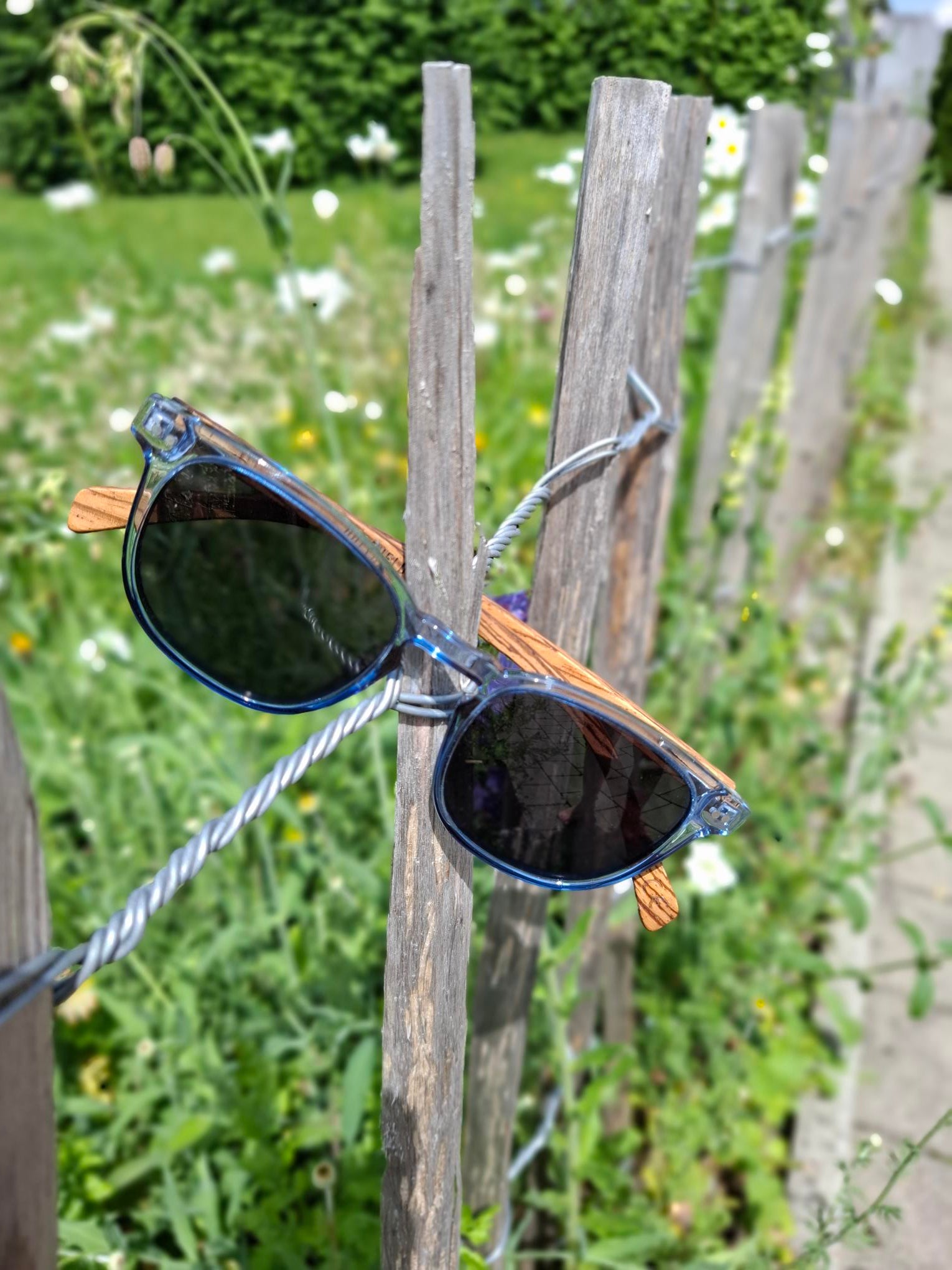 Sonnenbrille Acetat/Olivenholz Blau