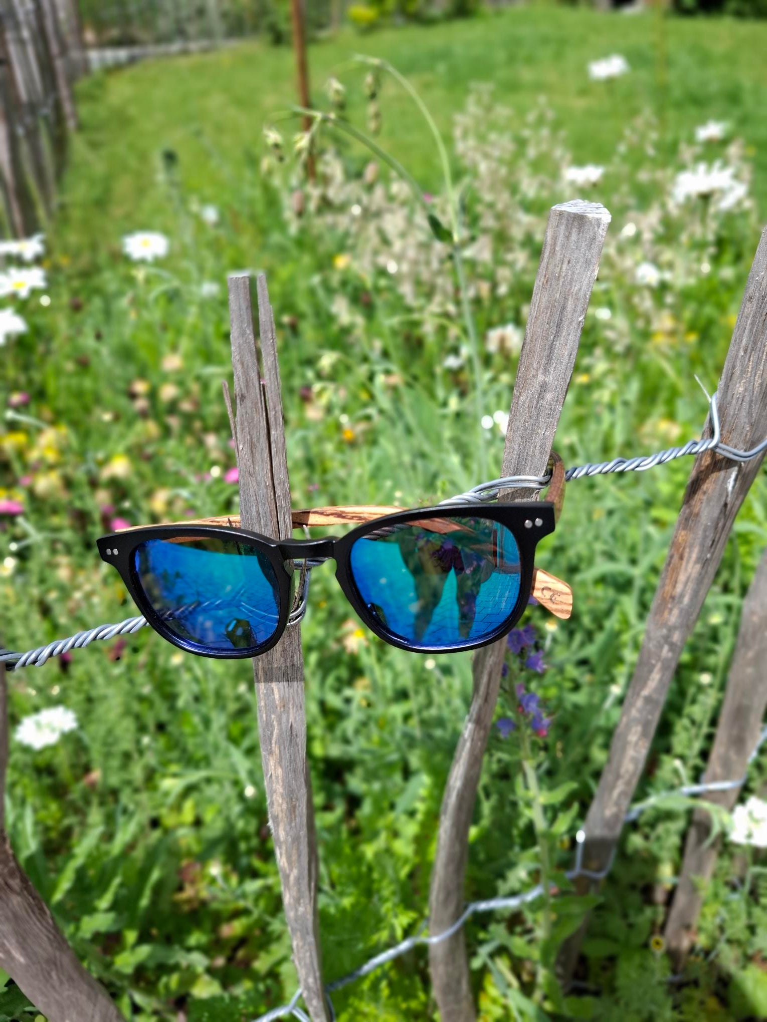Sonnenbrille Acetat/Olivenholz Schwarz