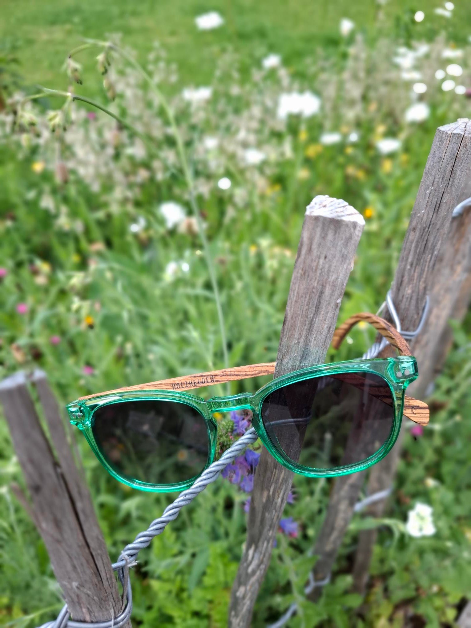 Sonnenbrille Acetat/Olivenholz Grün
