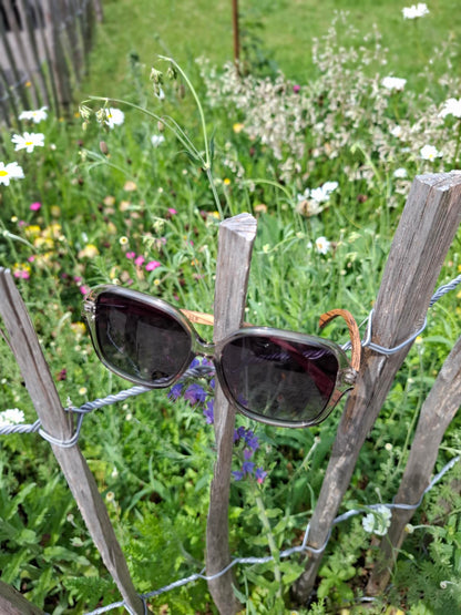 Sonnenbrille Acetat/Olivenholz Grau