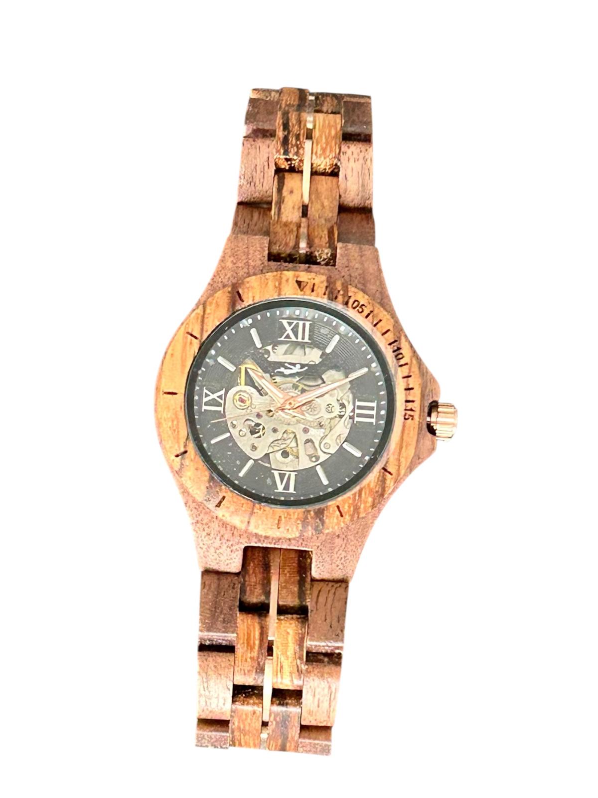 Aletschhorn Lady Automatik Holzuhr Olive/Nuss