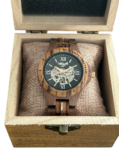 Aletschhorn Lady Automatik Holzuhr Olive/Nuss