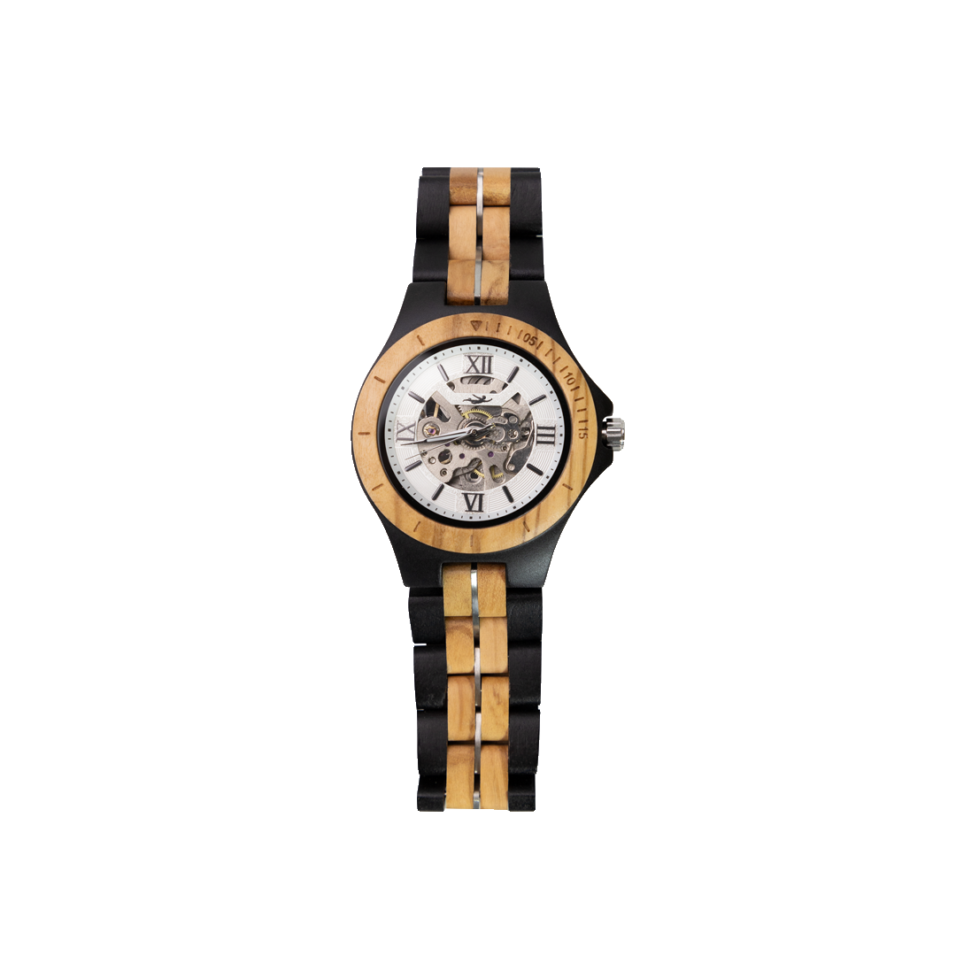 Aletschhorn Lady Automatik Holzuhr hell