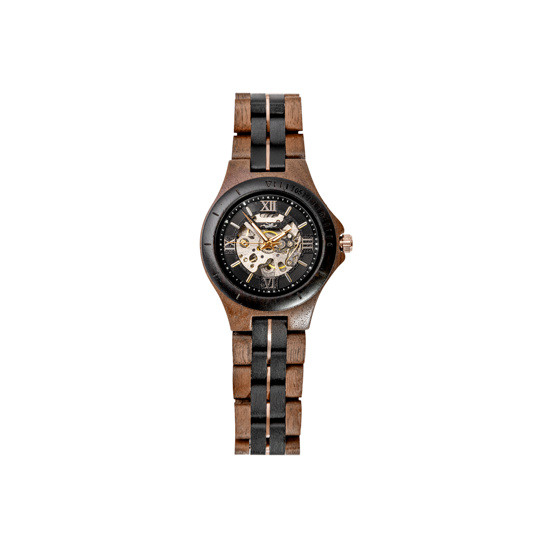 Aletschhorn Lady Automatik Holzuhr dunkel