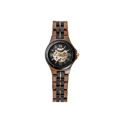 Aletschhorn Lady Automatik Holzuhr dunkel